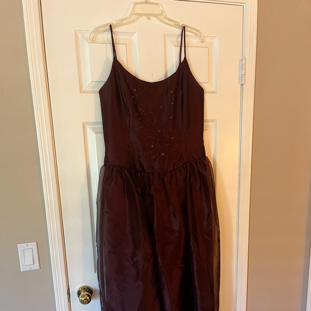 Elegant Burgundy Satin Dress